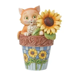 Clearance Enesco Gift Cat in Flowerpot Figurine