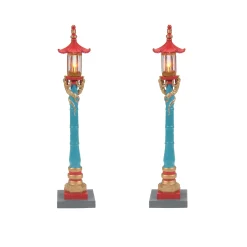New Department 56 Chinatown Post Lamps S/2