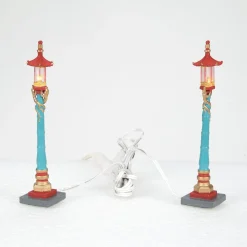 New Department 56 Chinatown Post Lamps S/2