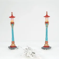 New Department 56 Chinatown Post Lamps S/2