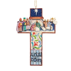 Hot Enesco Gift Cross Nativity Scene Ornament