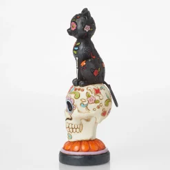Online Enesco Gift Day of Dead Black Cat on Skull