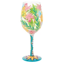 Online Enesco Gift Fashion Florals Wine Glass