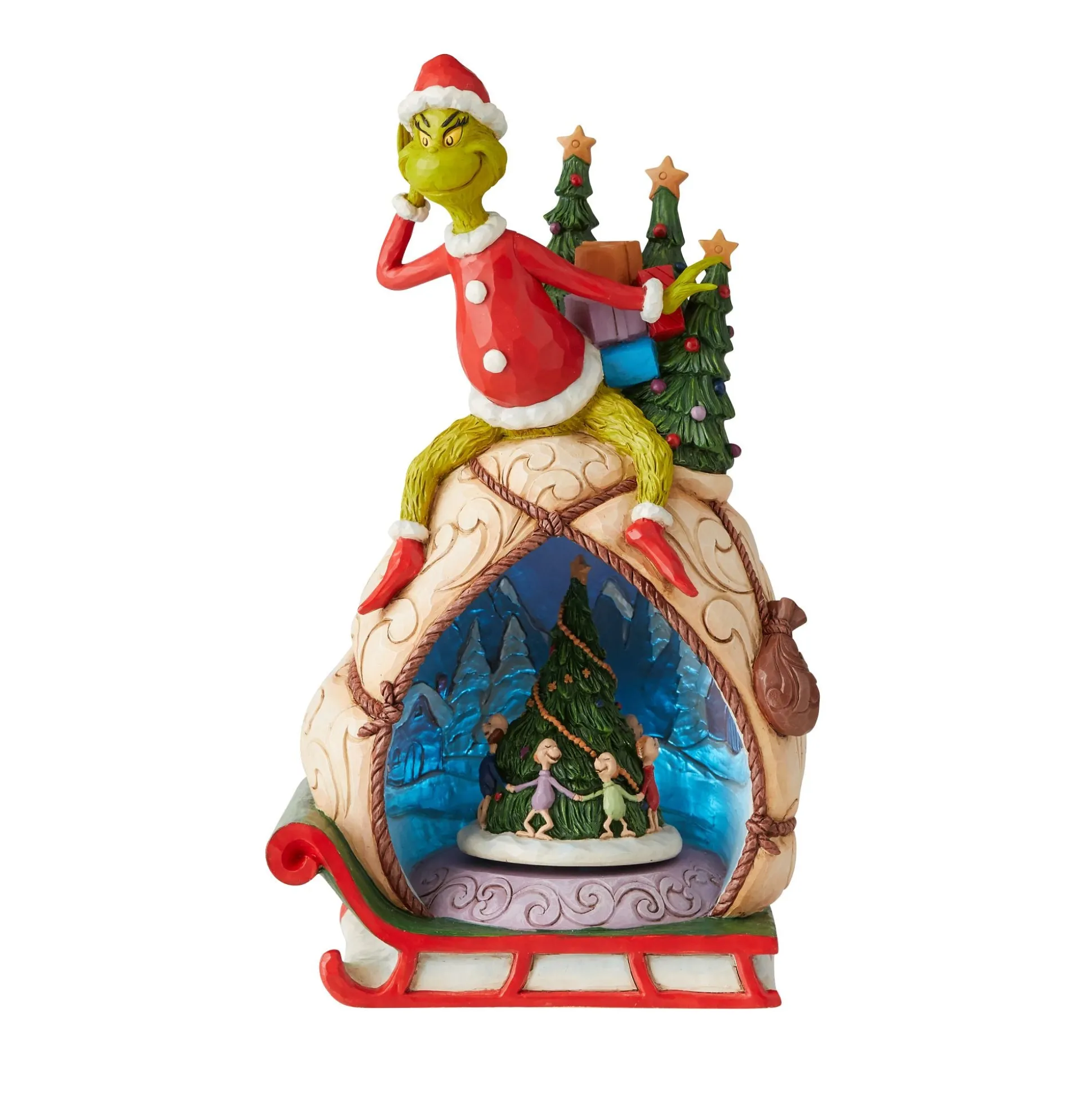 Store Enesco Gift Grinch w/Lited Rotatable Scene