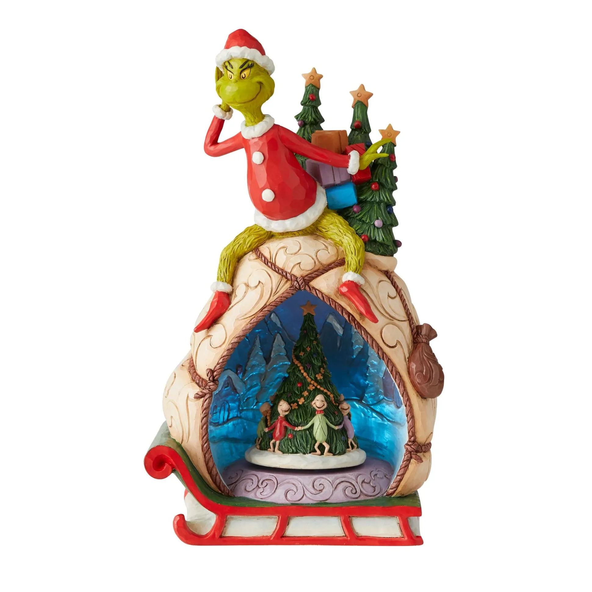 Store Enesco Gift Grinch w/Lited Rotatable Scene