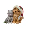 New Enesco Gift Kitten with Puppy in Santa Hat