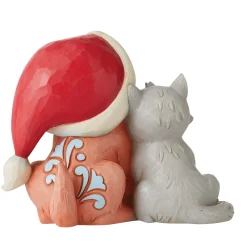 New Enesco Gift Kitten with Puppy in Santa Hat