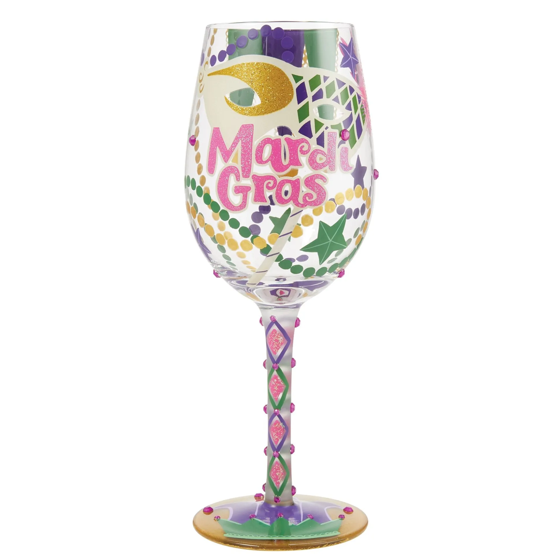 Shop Enesco Gift Mardi Gras Wine Glass