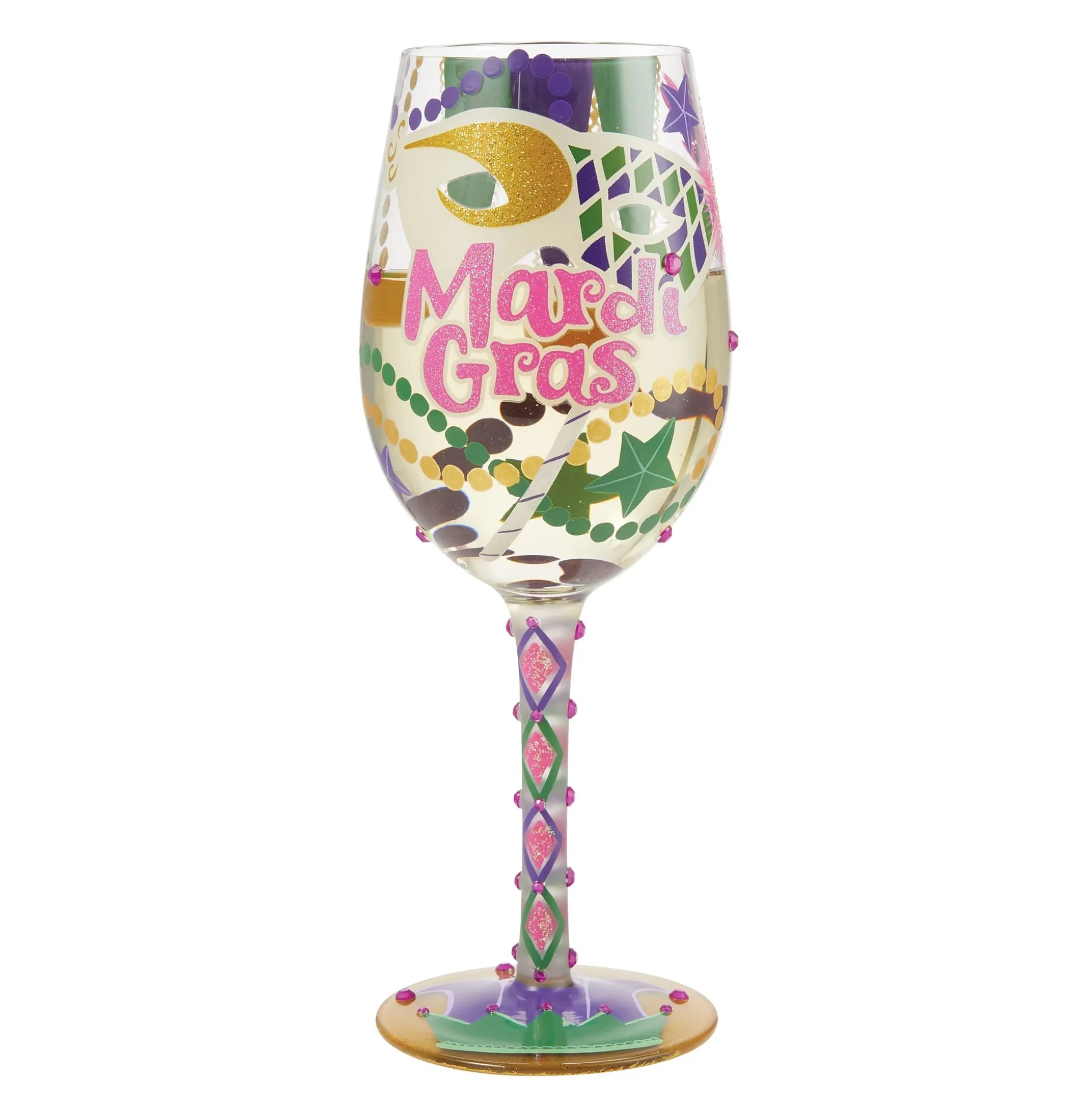 Shop Enesco Gift Mardi Gras Wine Glass