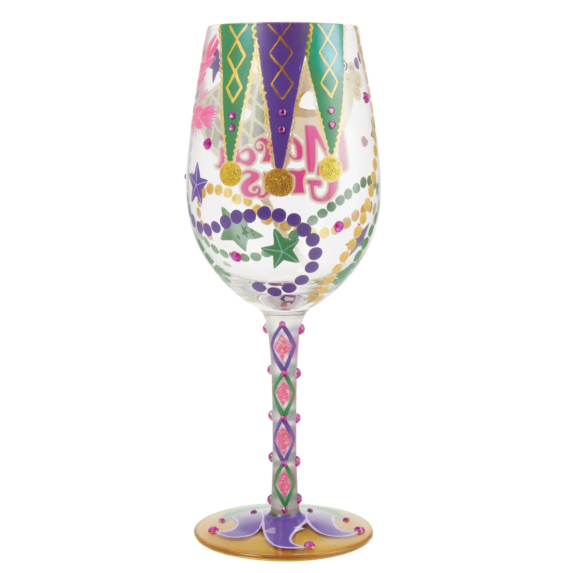 Shop Enesco Gift Mardi Gras Wine Glass