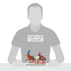 New Enesco Gift Reindeer Pulling Gnome Sled