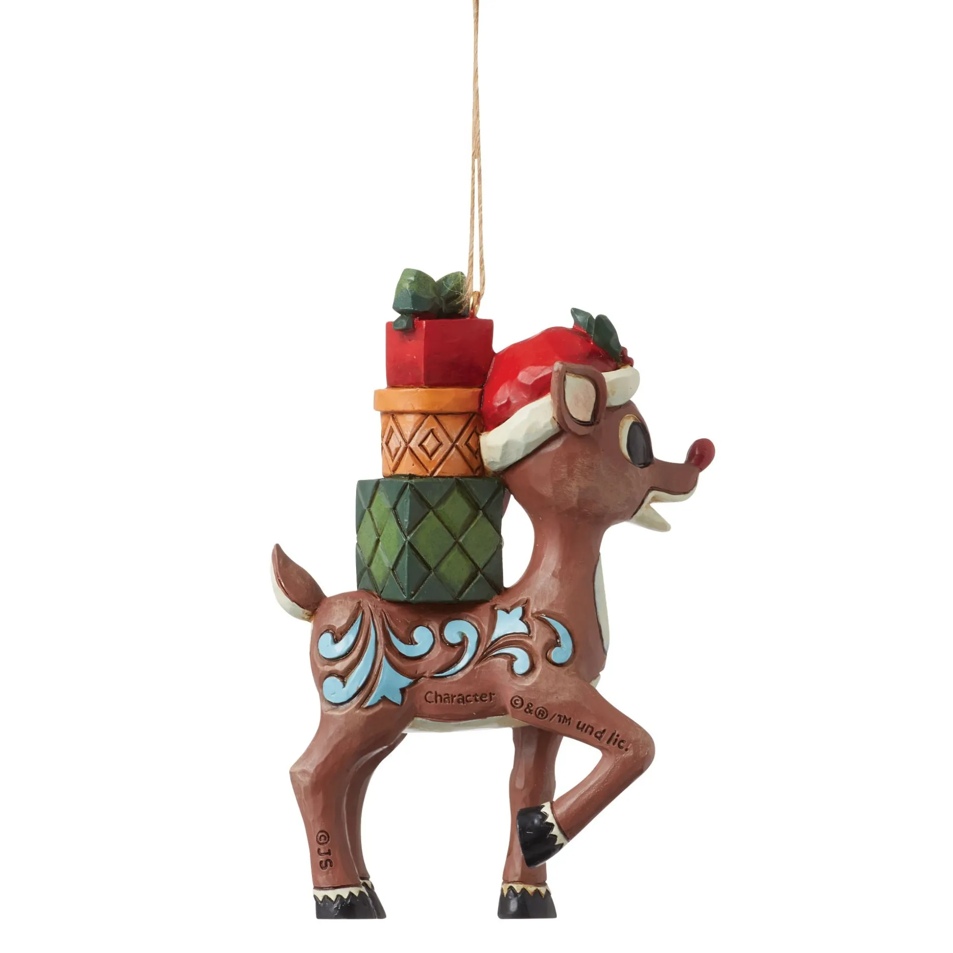 Online Enesco Gift Rudolph with Stacked Presents