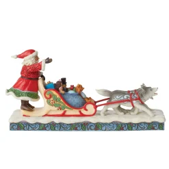 New Enesco Gift Santa Dog Sledding