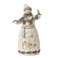 New Enesco Gift Snowman with Pine Garland Fig