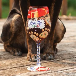 Outlet Enesco Gift Wine Glass Love My Dog