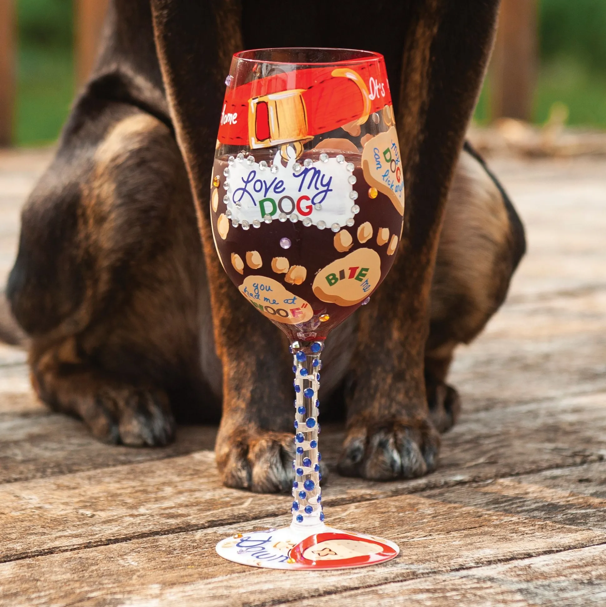 Outlet Enesco Gift Wine Glass Love My Dog