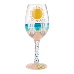 Clearance Enesco Gift Wine Glass Sun on the Beach