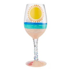 Clearance Enesco Gift Wine Glass Sun on the Beach